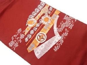 華紋・鳳凰に花唐草・地紙模様織出し名古屋帯